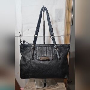 The Sak Black Pebbled Leather Tote with Polished Hardware